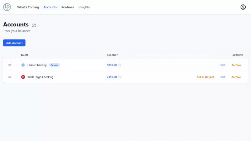 Account Management - Less Panic desktop view